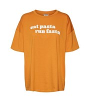 Noisy May Bright Orange Eat Pasta Logo T-Shirt